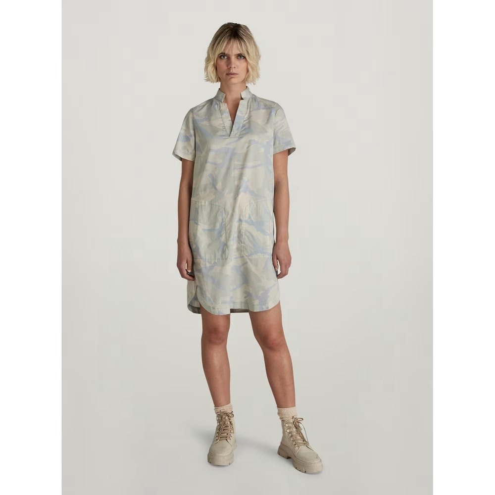 G-Star RAW Milery V-Neck Camouflage‎ Utility Shirt Dress Women's Size XS Gray